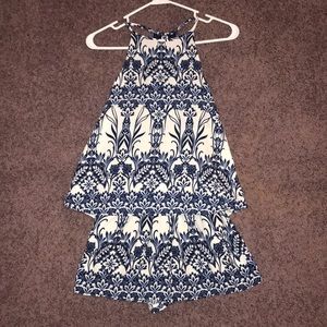 Blue and white romper